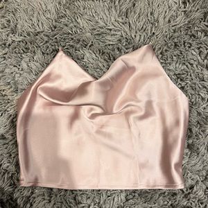 Satin Shirred Back Halter Top